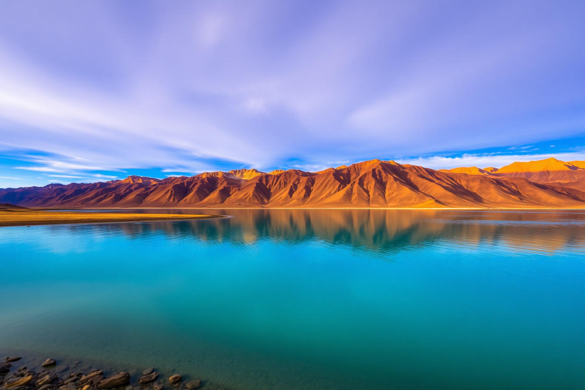 Pangong Lake reflecting the Ladakh mountains